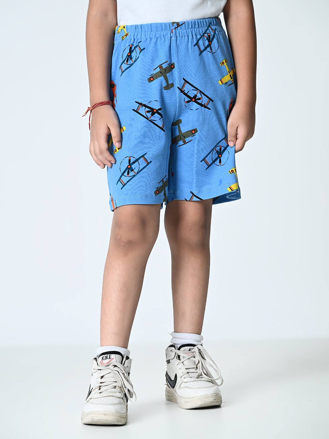 Airplane Printed Knitted Shorts - RueCollections