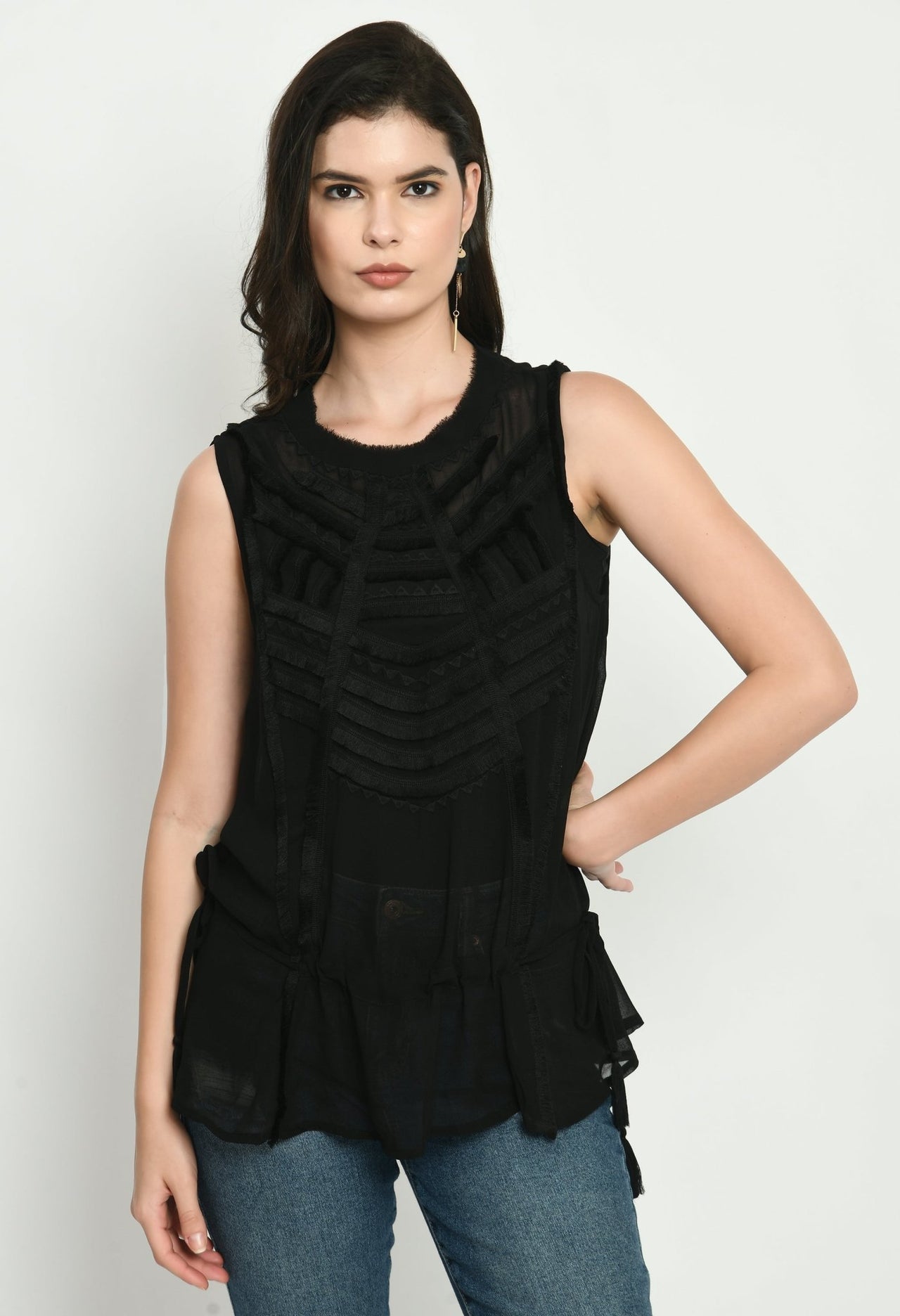 Black Georgette Top - RueCollections