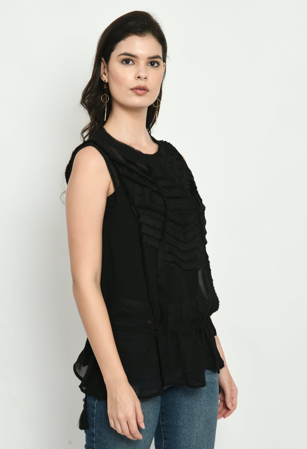 Black Georgette Top - RueCollections