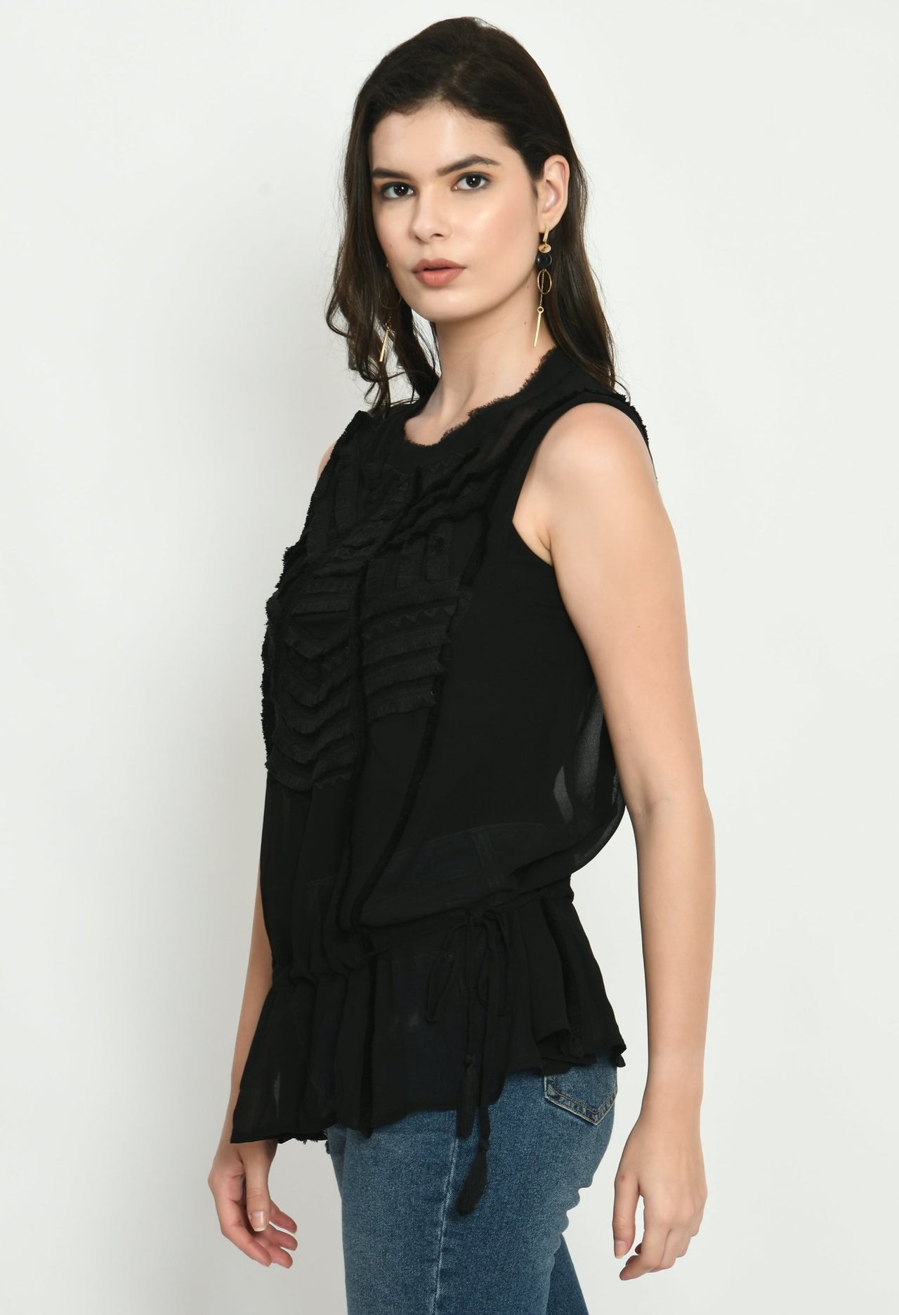 Black Georgette Top - RueCollections