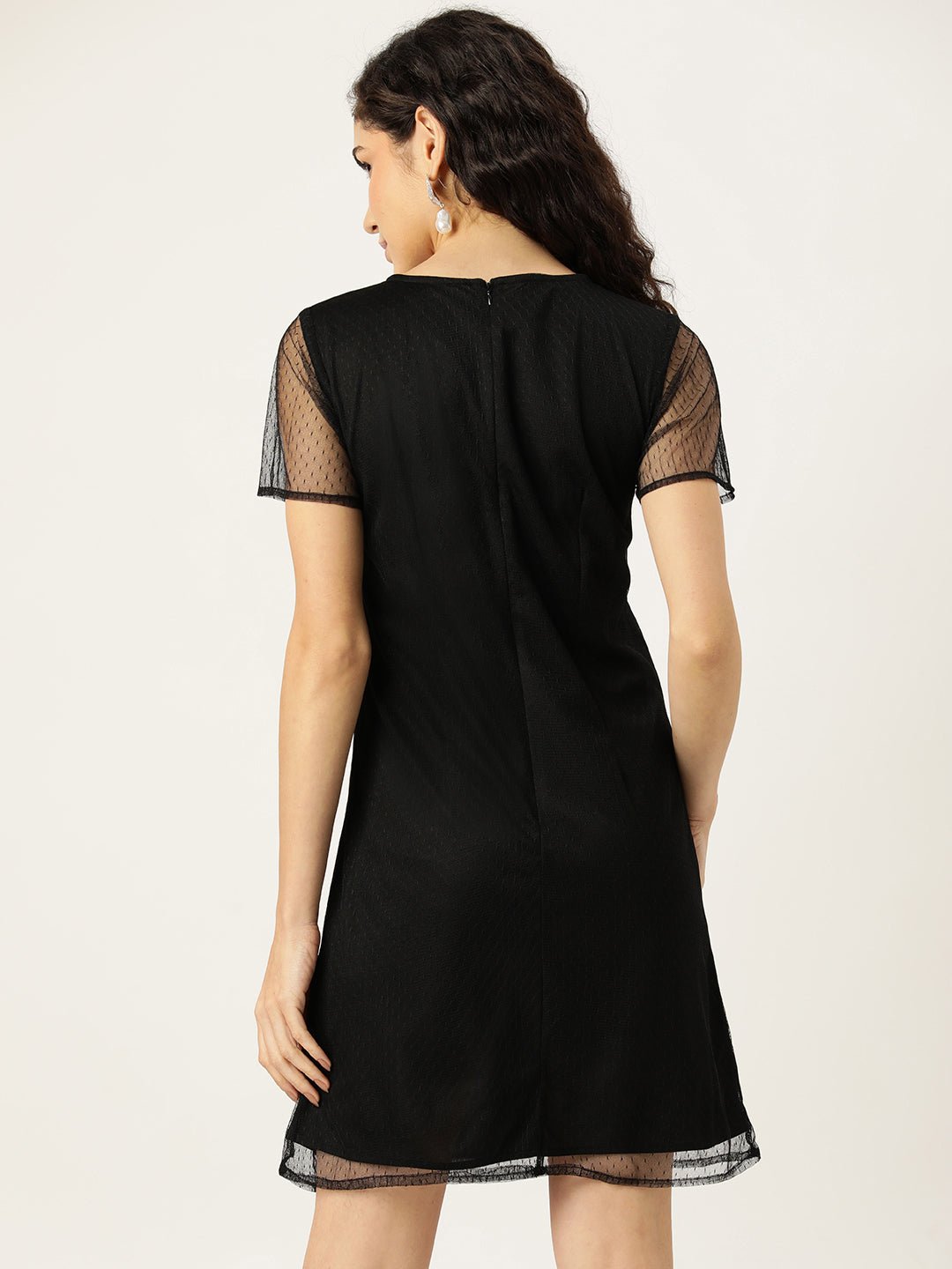 Black Net A - Line Mini Dress - RueCollections