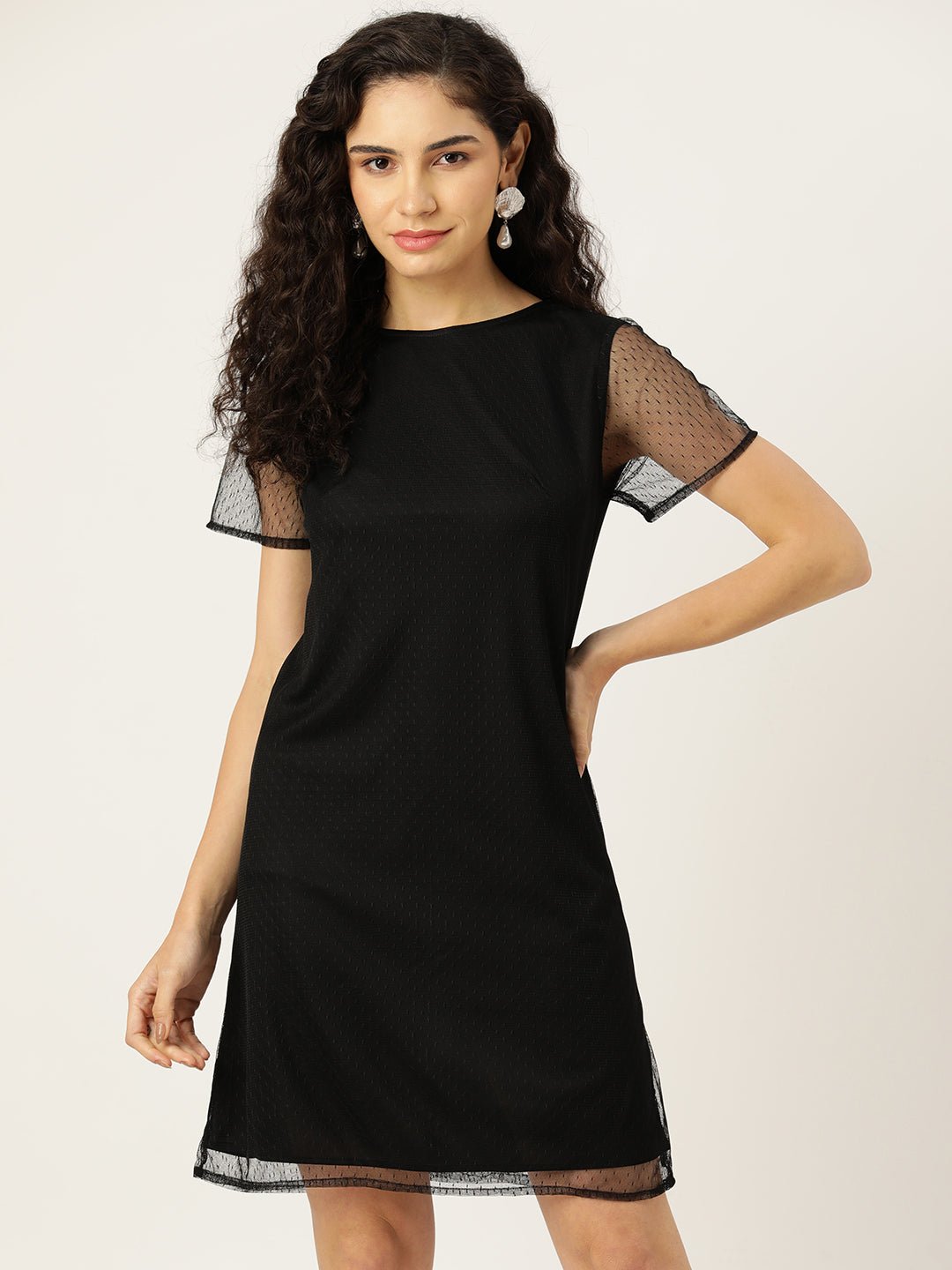 Black Net A - Line Mini Dress - RueCollections