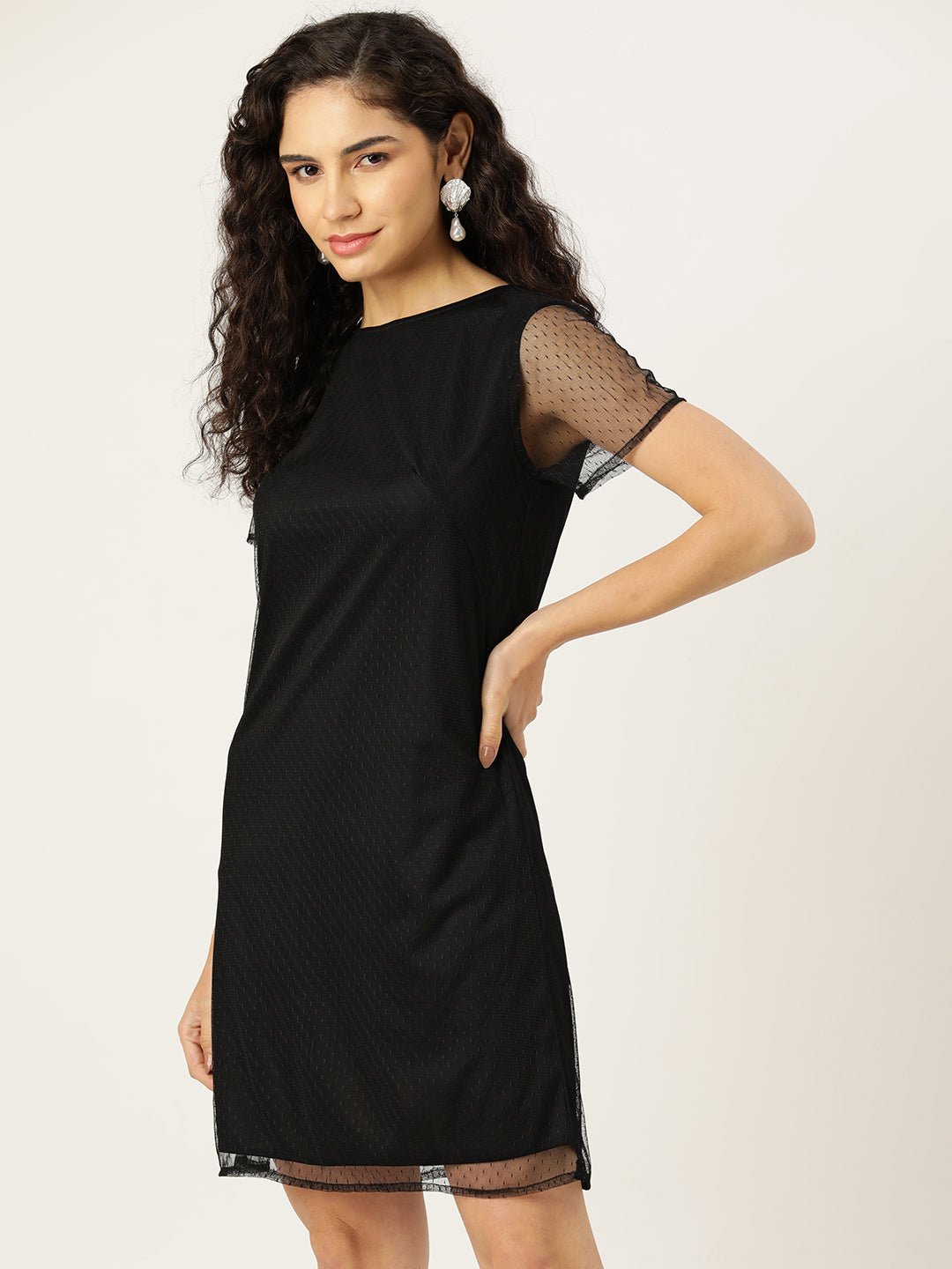 Black Net A - Line Mini Dress - RueCollections