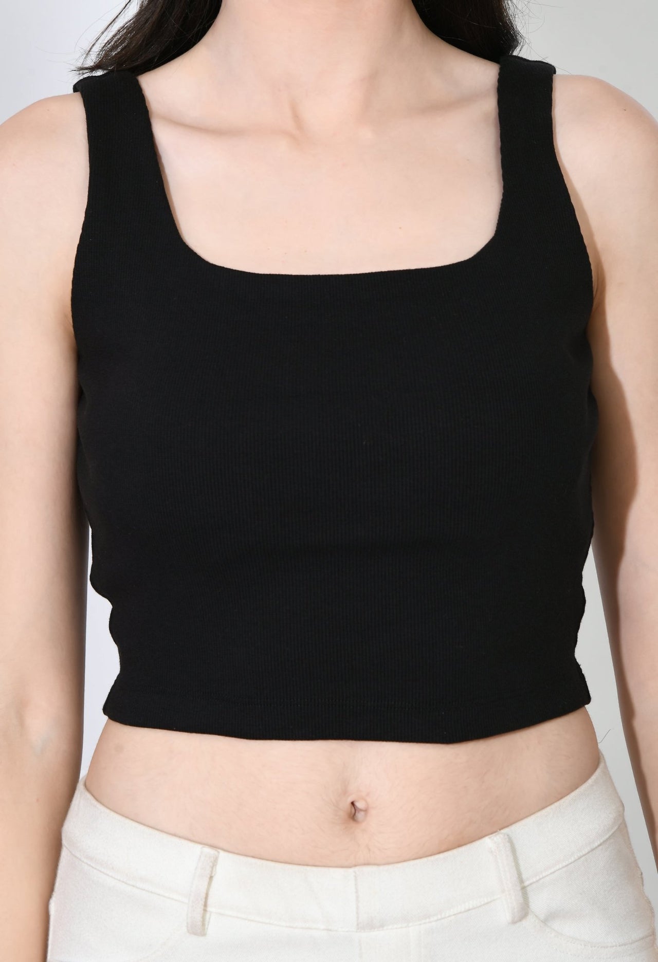 Black Ribbed Crop Top - RueCollections