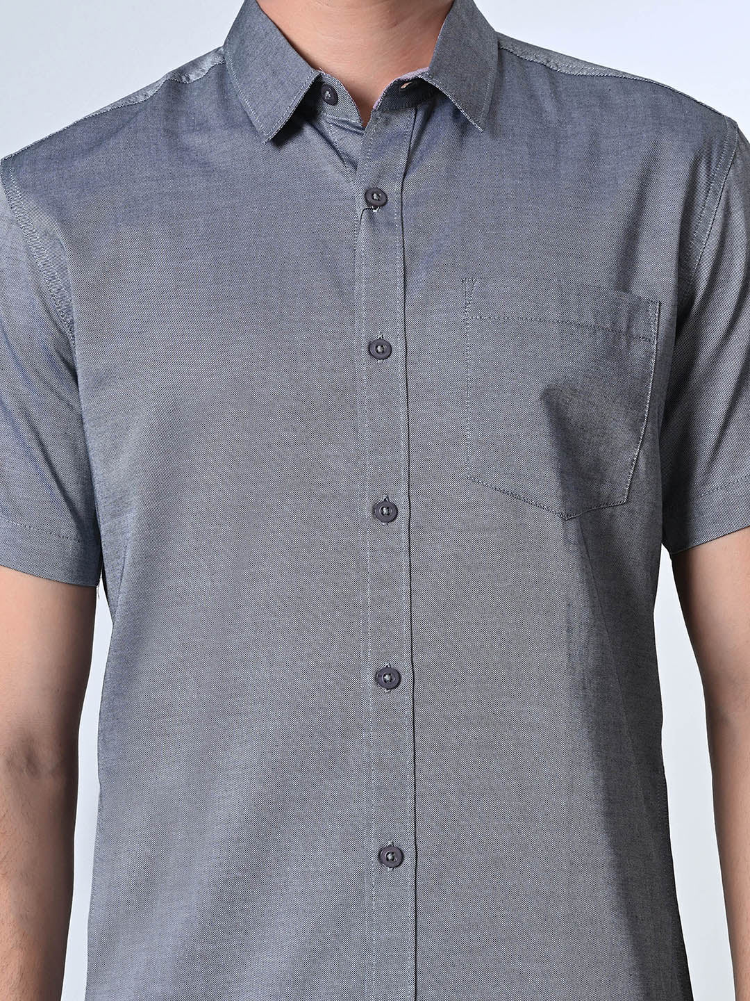 Blue Chambray Half Sleeve Shirt - RueCollections