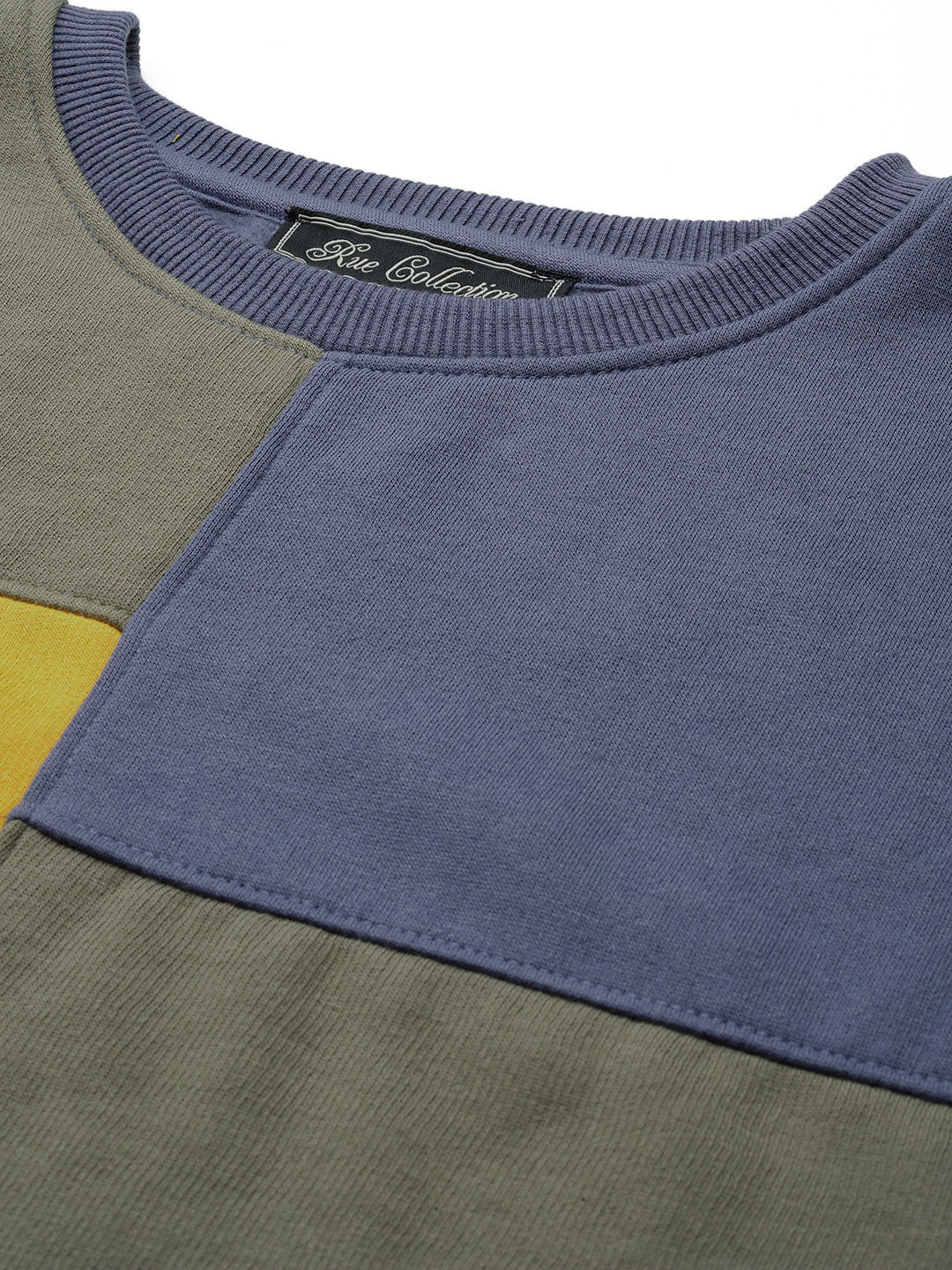 Blue Colourblocked Fleece Sweatshirt - RueCollections