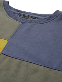 Thumbnail for Blue Colourblocked Fleece Sweatshirt - RueCollections