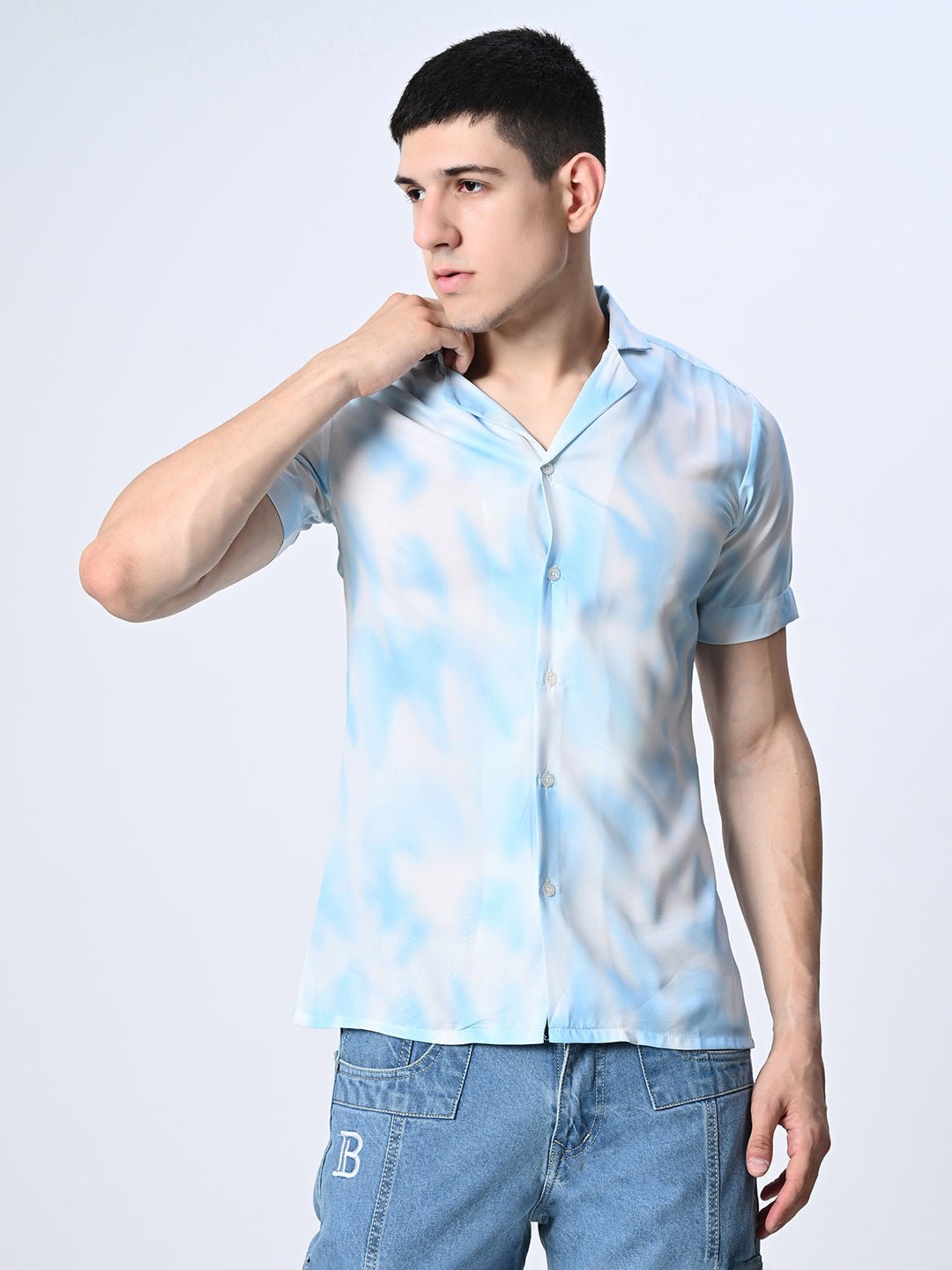 Blue Tie Dye printed Full Sleeve Shirt - RueCollections