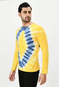 Thumbnail for Blue & Yellow Unisex Tie - Dye T-shirt - RueCollections