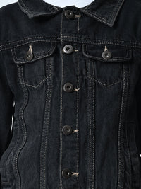 Thumbnail for Boys Black Washed Denim Jacket - RueCollections