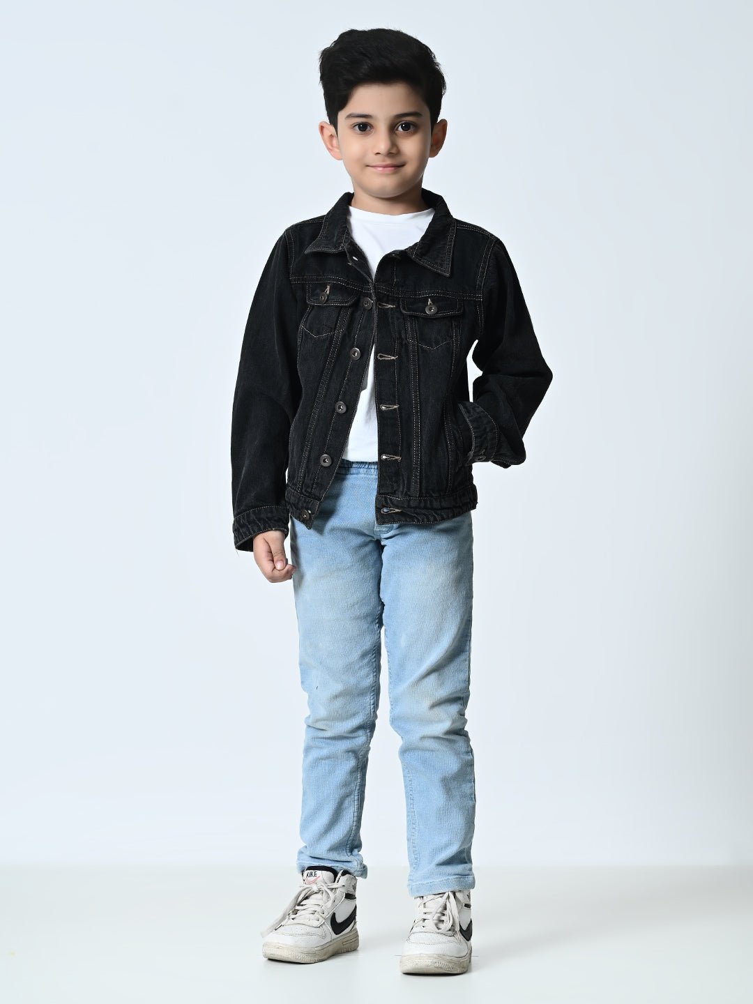 Boys Black Washed Denim Jacket - RueCollections