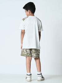 Thumbnail for Boys Camouflage Printed T-shirt & Shorts Set - RueCollections