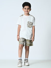 Thumbnail for Boys Camouflage Printed T-shirt & Shorts Set - RueCollections