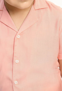 Thumbnail for Boys Half Sleeves Viscose Shirt Pink - RueCollections