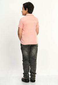 Thumbnail for Boys Half Sleeves Viscose Shirt Pink - RueCollections