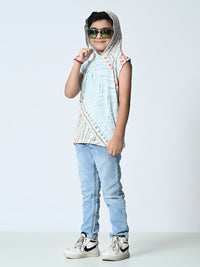 Thumbnail for Boys Knitted Printed Hooded Vest - RueCollections