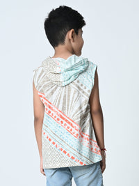 Thumbnail for Boys Knitted Printed Hooded Vest - RueCollections