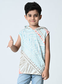 Thumbnail for Boys Knitted Printed Hooded Vest - RueCollections