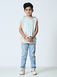 Thumbnail for Boys Knitted Printed Hooded Vest - RueCollections