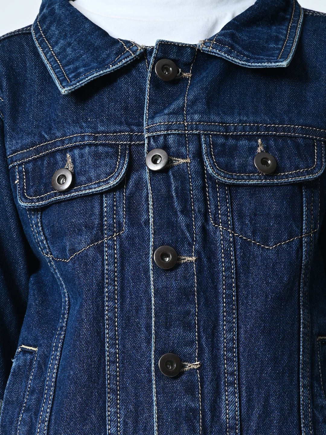 Boys Navy Blue Washed Denim Jacket - RueCollections