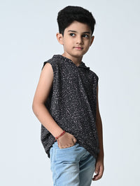 Thumbnail for Boys Printed Hooded Vest - RueCollections