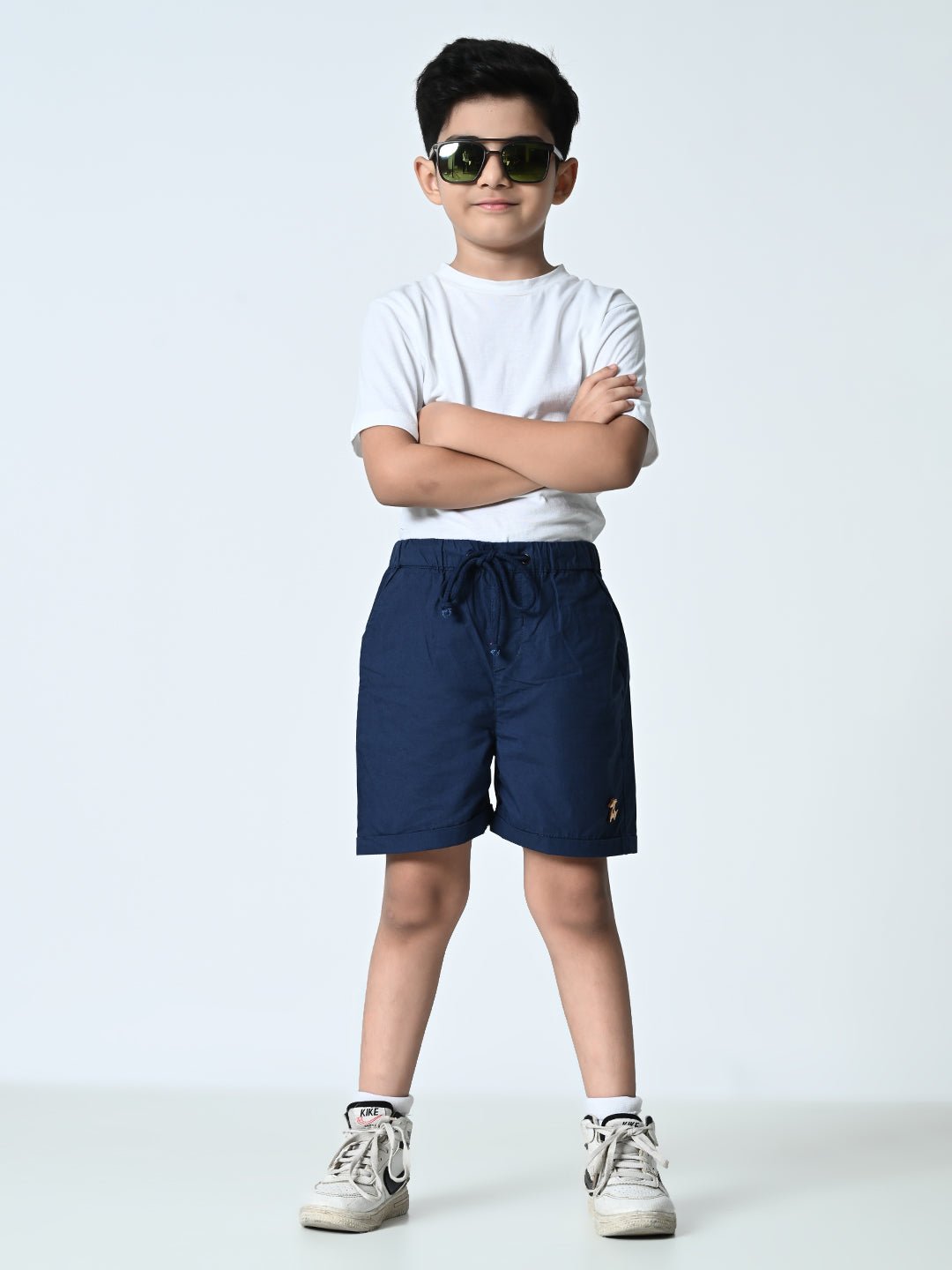 Boys Solid Cotton Shorts - RueCollections