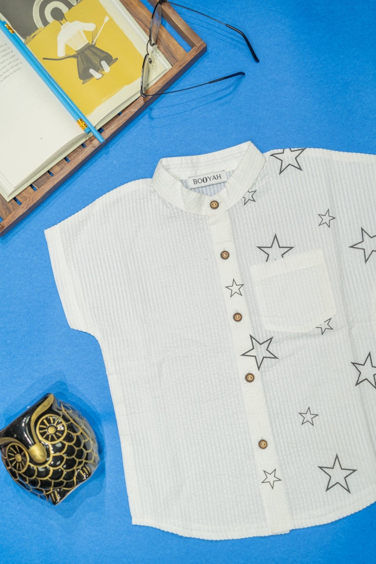 Boys Star Printed Half Sleeve Shirt - RueCollections