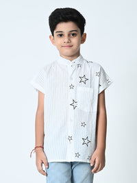 Thumbnail for Boys Star Printed Half Sleeve Shirt - RueCollections