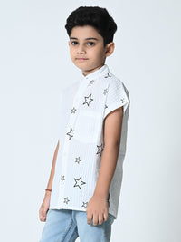 Thumbnail for Boys Star Printed Half Sleeve Shirt - RueCollections