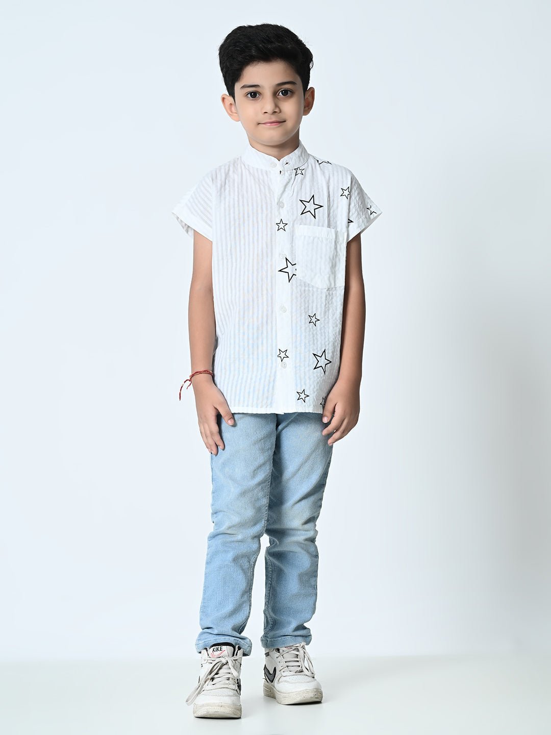 Boys Star Printed Half Sleeve Shirt - RueCollections