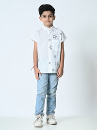 Thumbnail for Boys Star Printed Half Sleeve Shirt - RueCollections