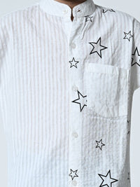 Thumbnail for Boys Star Printed Half Sleeve Shirt - RueCollections