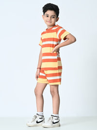 Thumbnail for Boys Striped T-shirt & Shorts Set - RueCollections