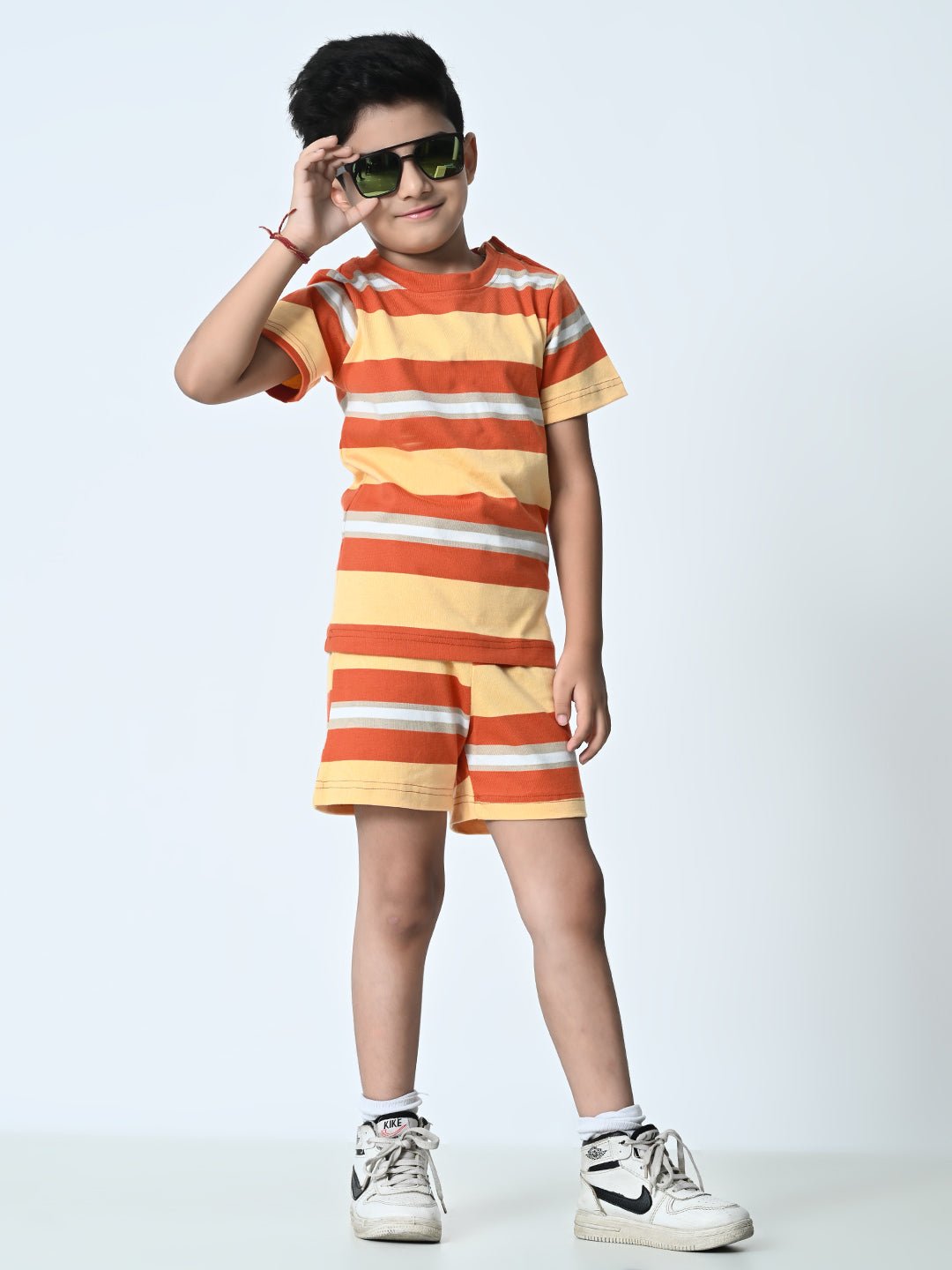 Boys Striped T-shirt & Shorts Set - RueCollections