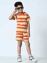 Thumbnail for Boys Striped T-shirt & Shorts Set - RueCollections