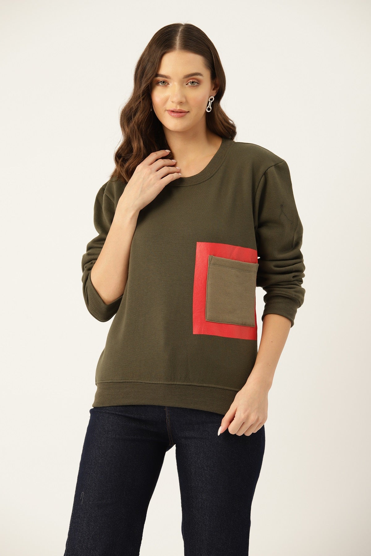 Buy Two Sweatshirts Blue And Olive Green - RueCollections