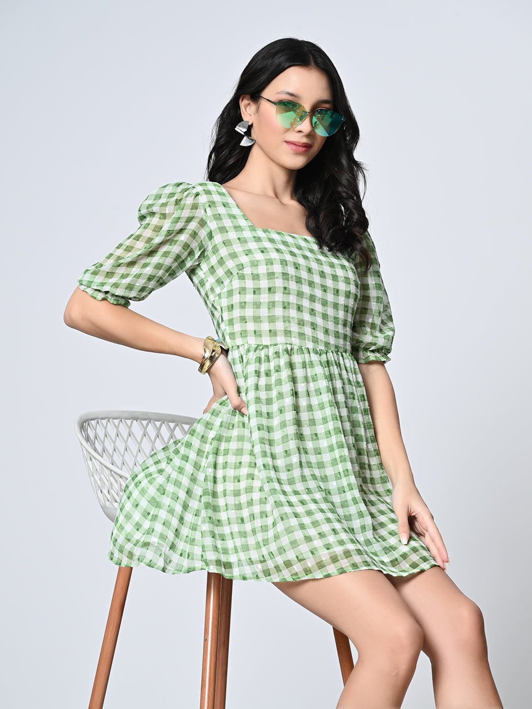 Checked Fit & Flare Dress - RueCollections