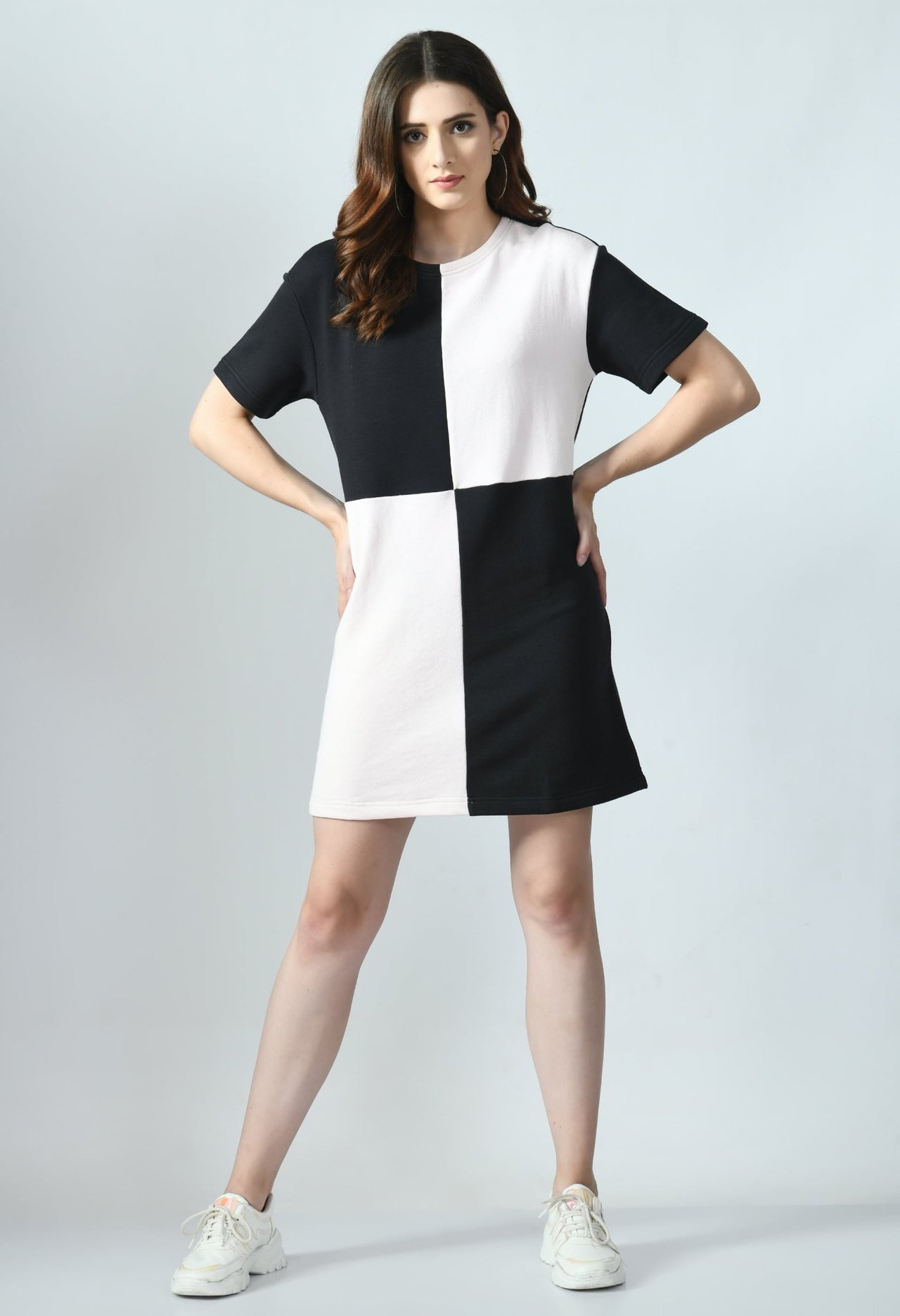 Color - Blocked T-shirt Dress - RueCollections