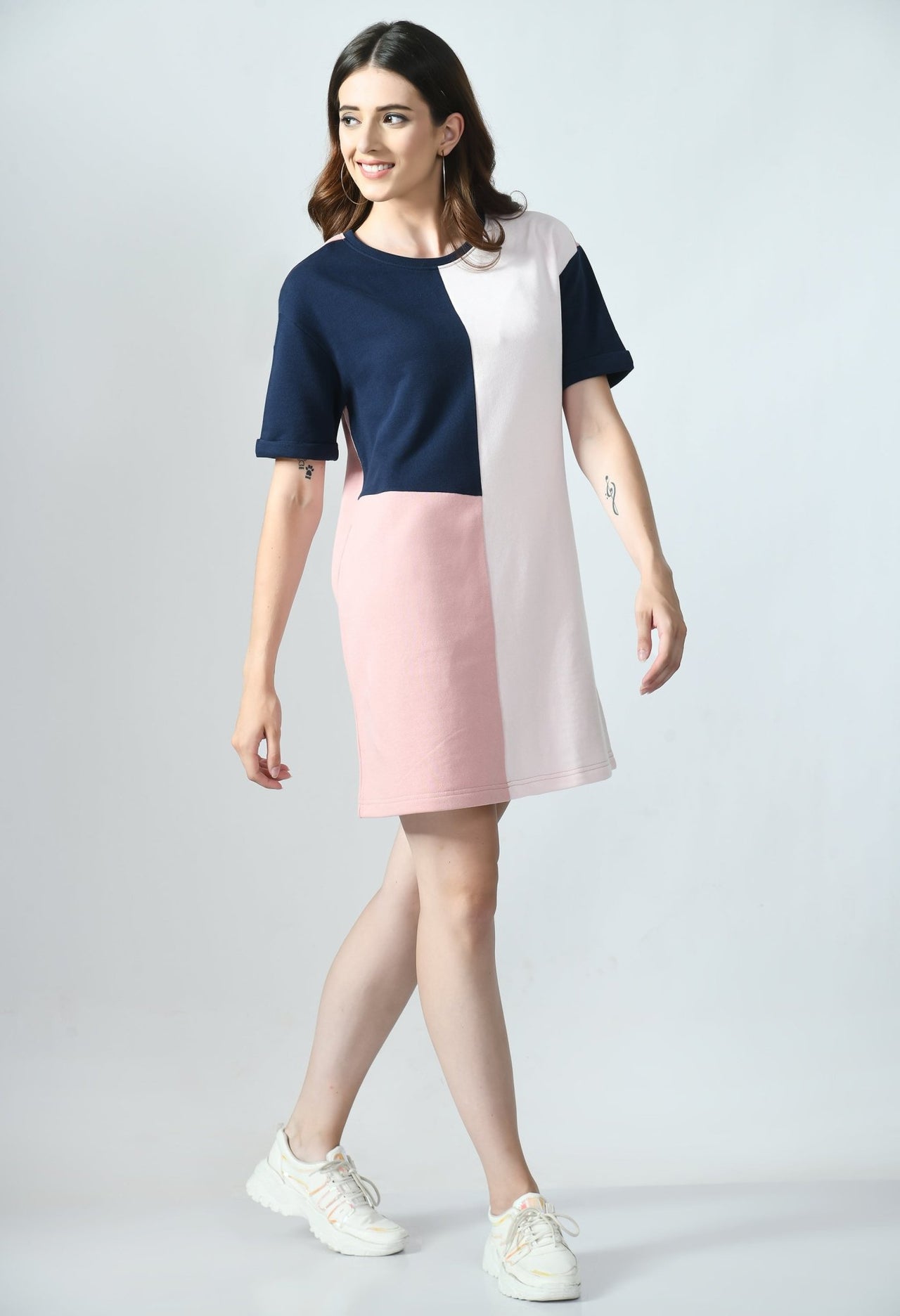 Color - Blocked Terry Dress - RueCollections