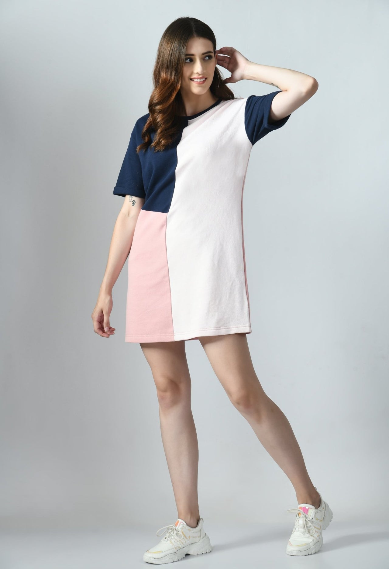 Color - Blocked Terry Dress - RueCollections