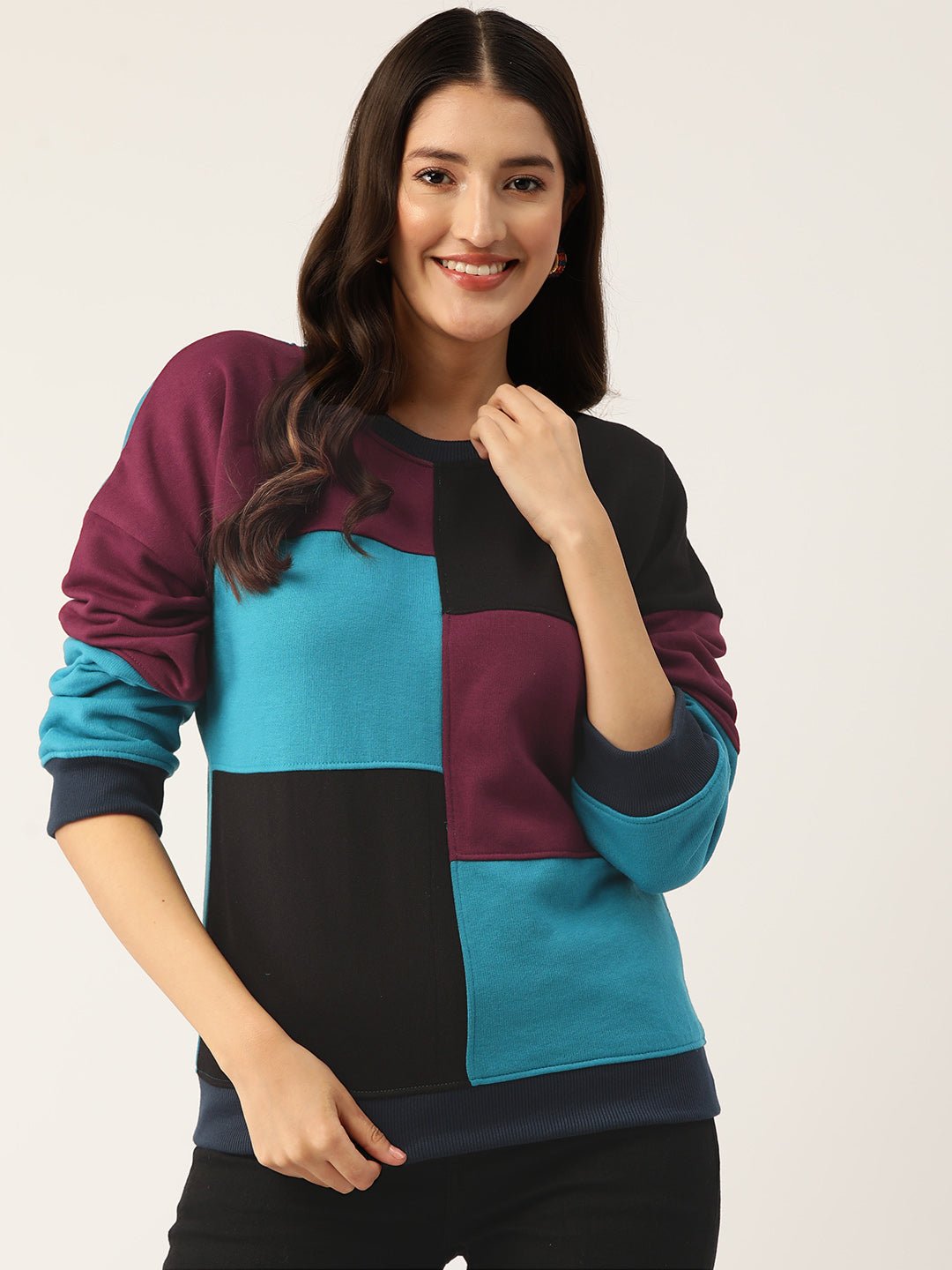 Colourblocked Fleece Sweatshirt - RueCollections