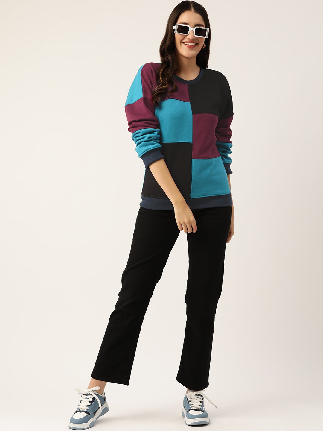 Colourblocked Fleece Sweatshirt - RueCollections