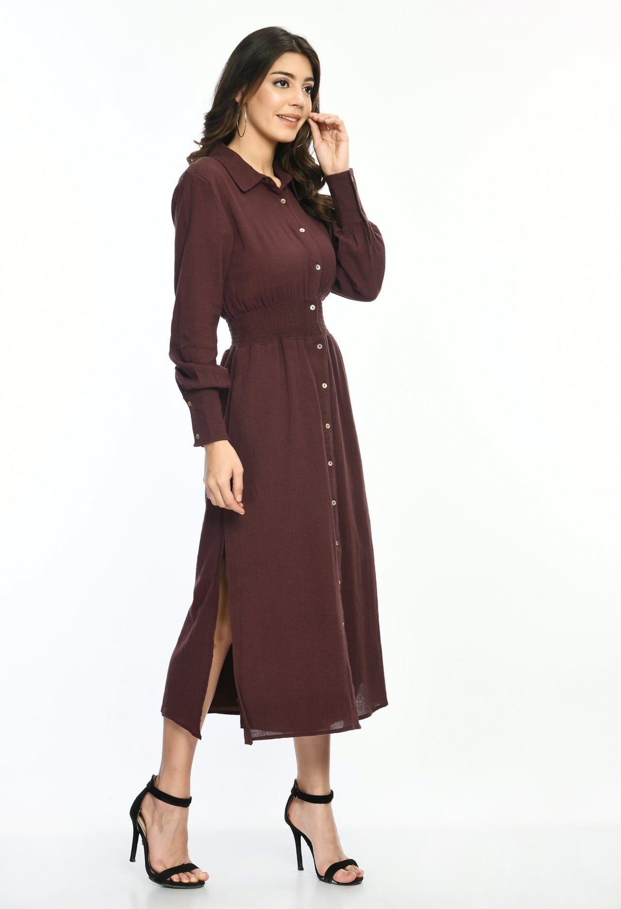 Cotton Maxi Shirt Dress - RueCollections