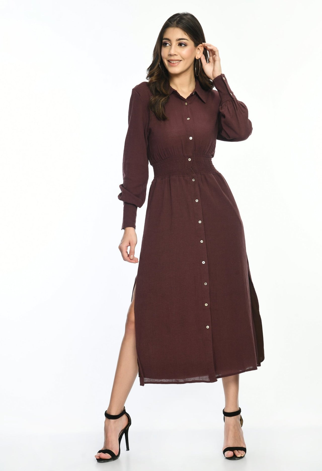 Cotton Maxi Shirt Dress - RueCollections