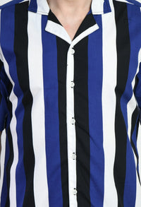 Thumbnail for Cuban Collar Striped Shirt - RueCollections