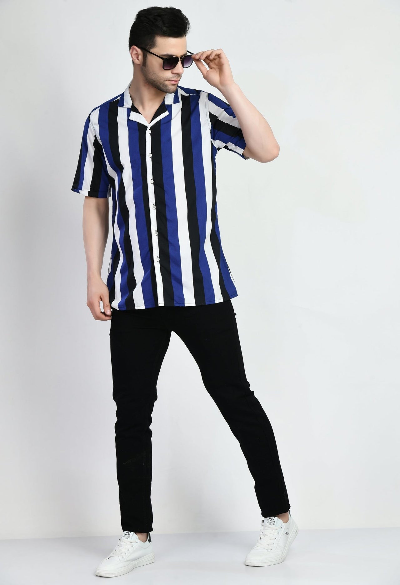 Cuban Collar Striped Shirt - RueCollections