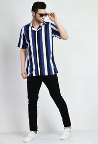 Thumbnail for Cuban Collar Striped Shirt - RueCollections