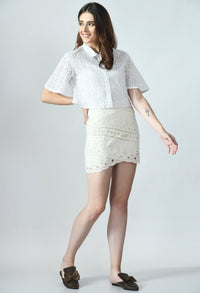 Thumbnail for Cutwork Embroidery Short Skirt - RueCollections