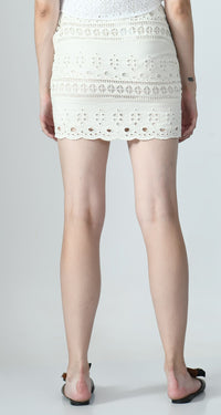 Thumbnail for Cutwork Embroidery Short Skirt - RueCollections