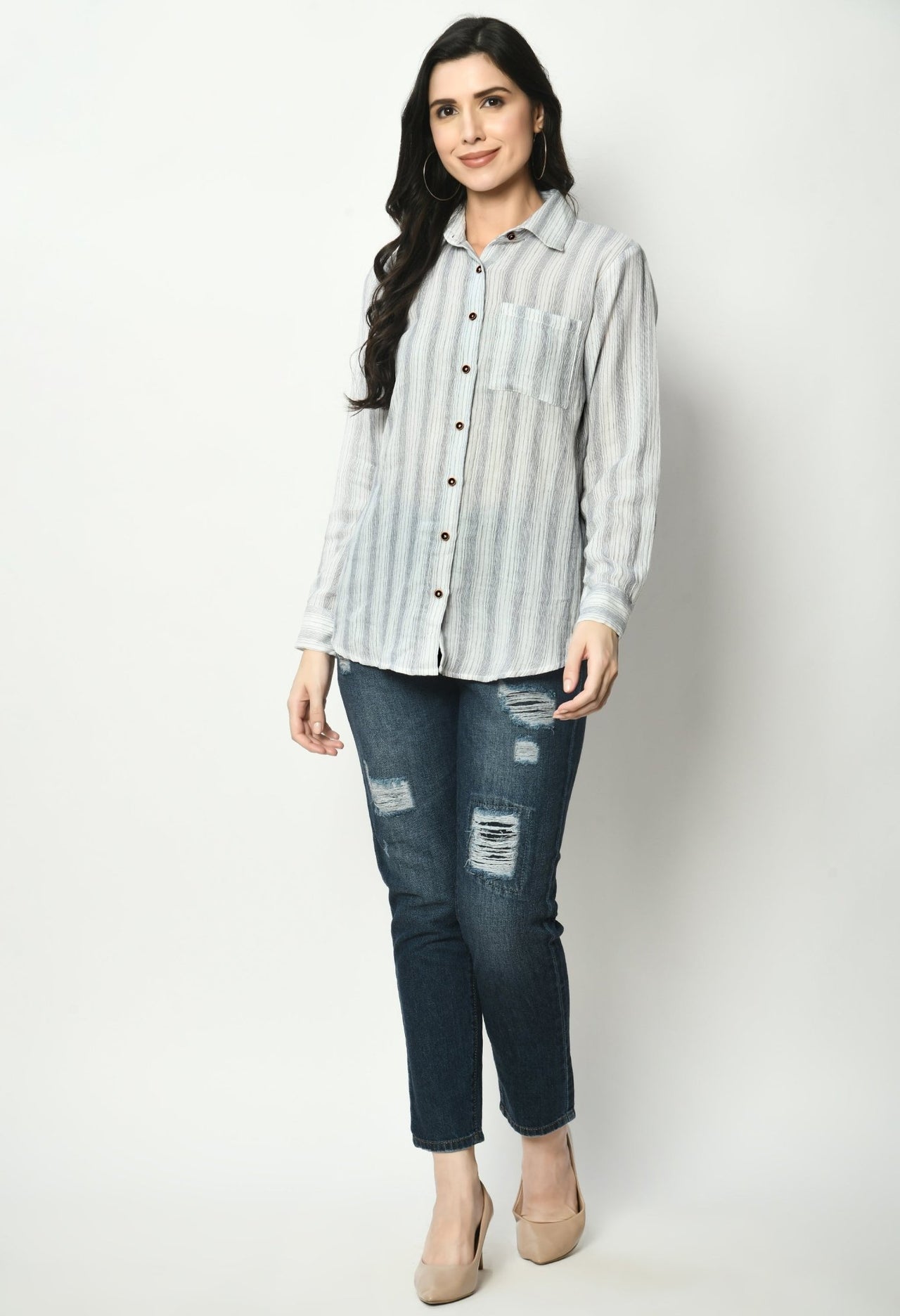 Double Cloth Full Sleeves Shirt - RueCollections